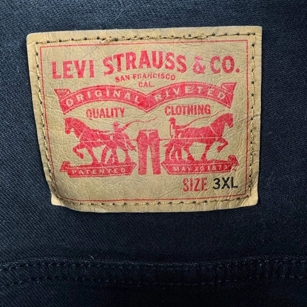 Levis Trucker Jacket Mens 3XL Black Graphic Sleeve Streetwear Custom Denim
